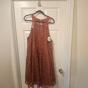 torrid Rust Lace Halter Mini Dress